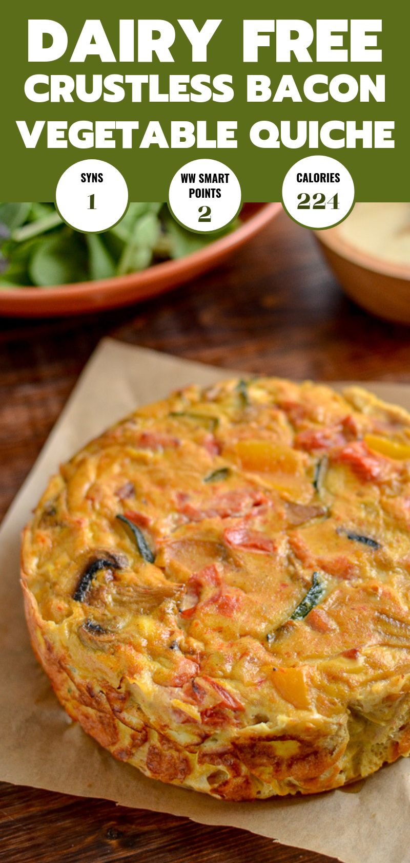 Dairy Free Crustless Bacon and Vegetable Quiche Slimming World