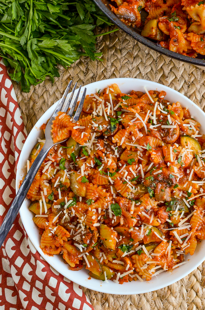 Syn Free Mushroom, Bacon, Tomato and Zucchini Pasta Slimming Eats