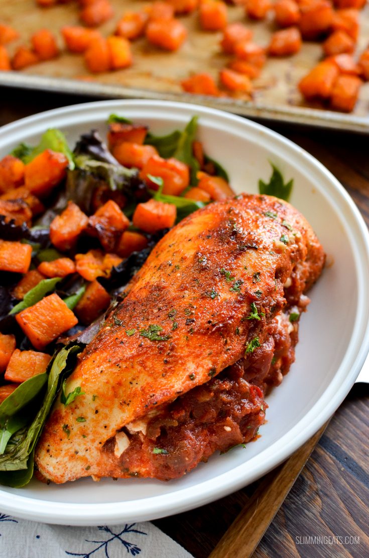 Spicy Chicken Stuffed with Feta Cheese and Salsa Slimming Eats