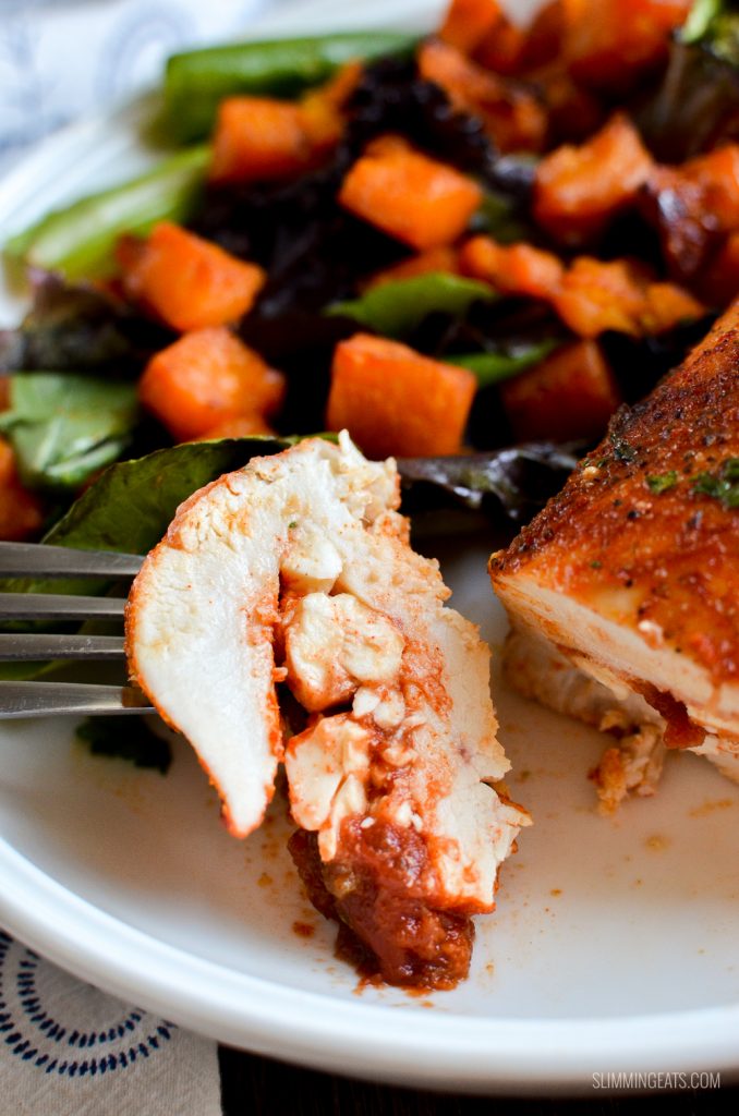 Spicy Chicken Stuffed with Feta Cheese and Salsa Slimming Eats