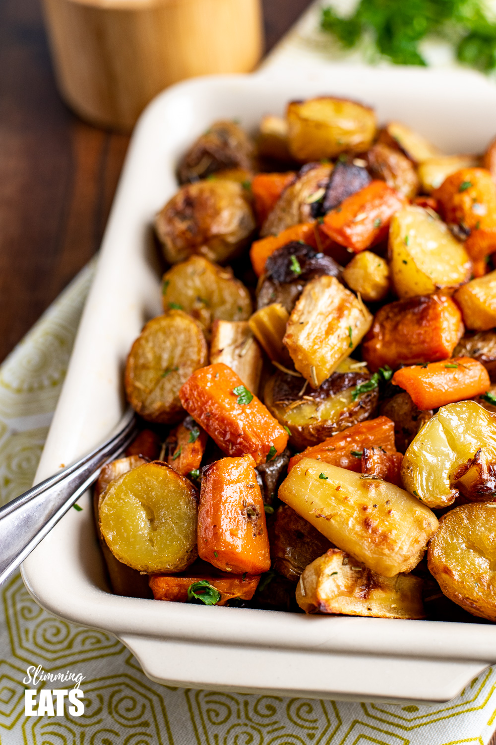 Rosemary Roasted Potatoes, Parsnips, Carrots and Onion Slimming Eats