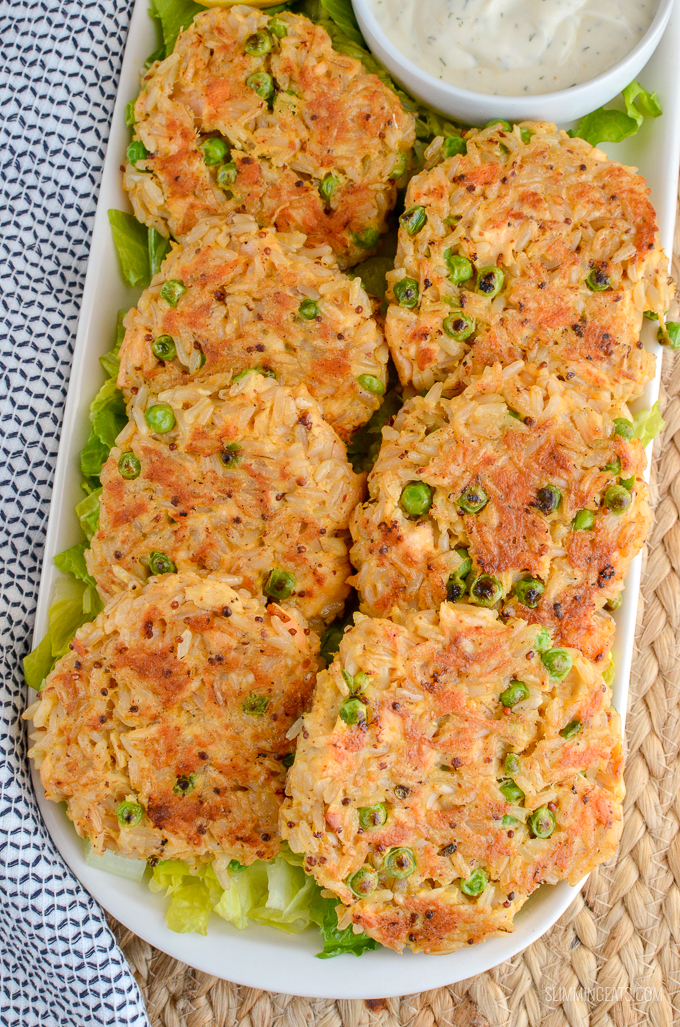 Mini Salmon and Brown Rice Cakes Slimming Eats Weight Watchers and