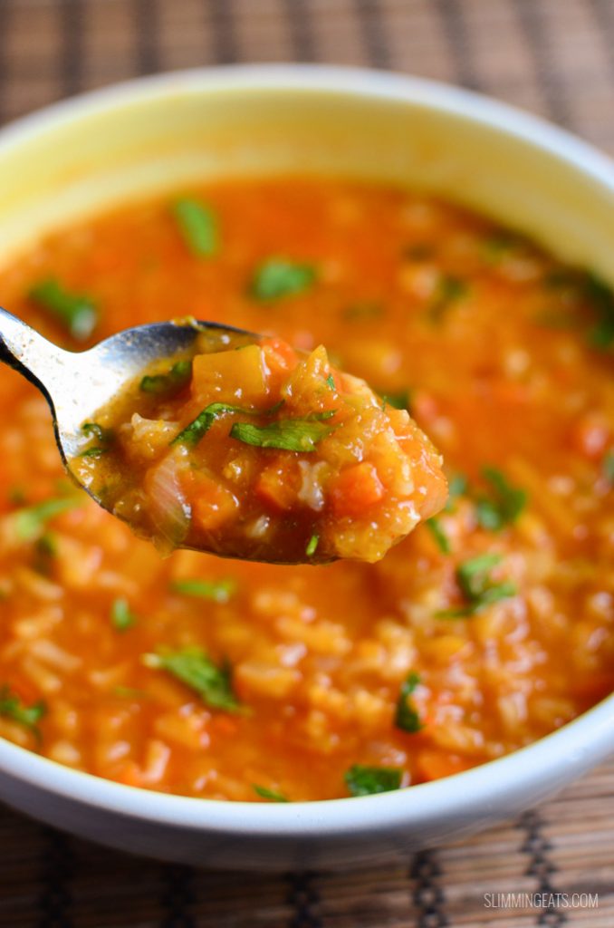 Spicy Sweet Potato, Vegetable and Rice Soup Slimming World