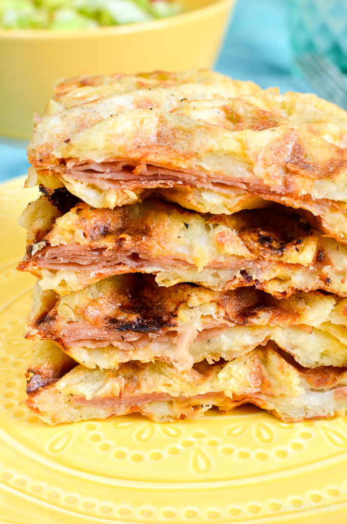 Syn Free Cheese and Ham Stuffed Hash Brown Waffle Slimming Eats