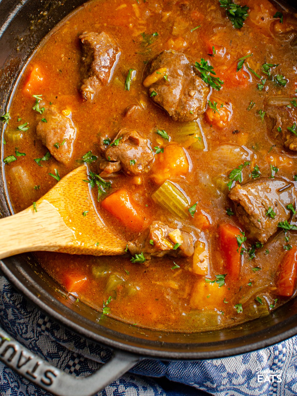 Dig into a filling hearty bowl of this healthy stew with tender beef, sweet potatoes and various other vegetables in a flavourful broth - perfect for a winter warmer meal