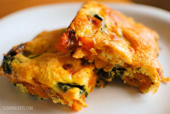 Slimming Eats Sweet Potato and Spinach Frittata - gluten free, dairy free, paleo, Whole30, vegetarian, Slimming World and Weight Watchers friendly
