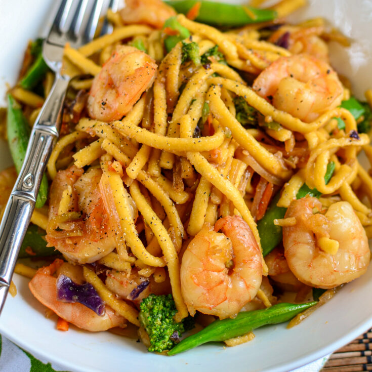 Ginger and Garlic Shrimps with Noodles