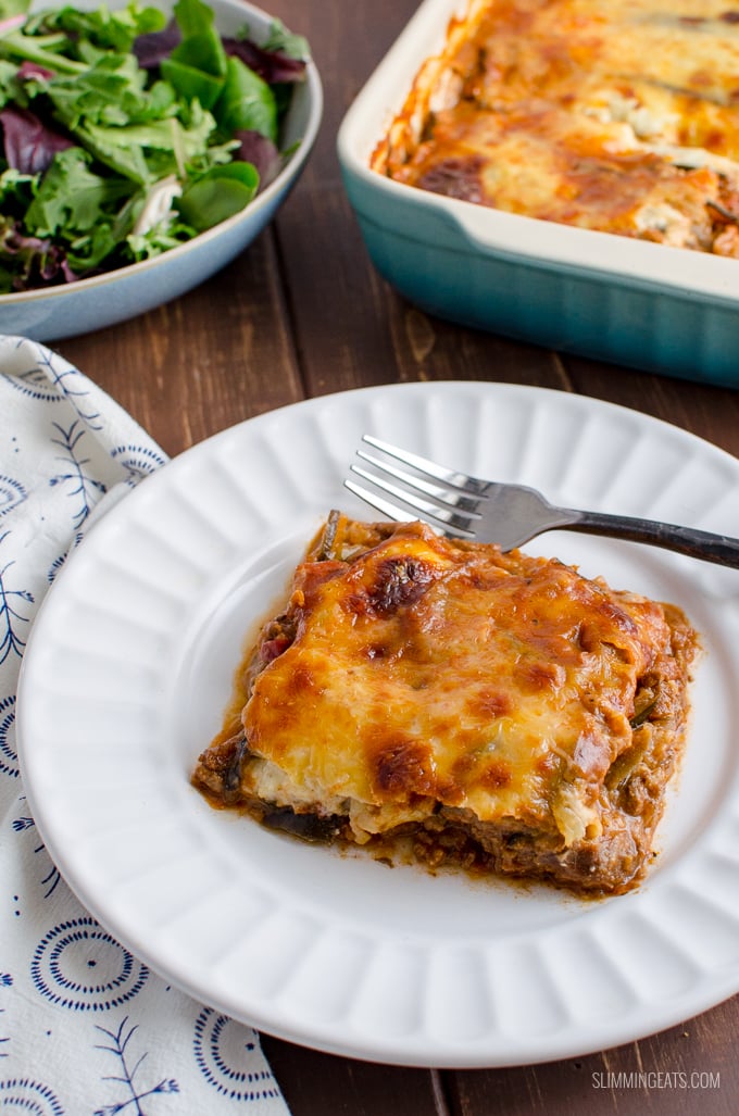 Delicious Slimming Eats Moussaka - a light and healthier version of this Traditional Greek dish. Gluten Free, Watchers friendly | www.slimmingeats.com