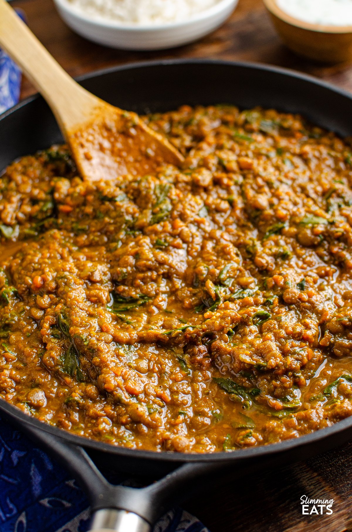 Delicious Spicy Lentils and Spinach - a perfect meal for Meatless Mondays! Even non-vegetarians will love this recipe. Lentils are not only affordable but also a fantastic source of protein and fiber. I always keep different varieties in my pantry; red lentils for soups and daal, and chunkier lentils like brown or green lentils as a substitute for ground meat in recipes.