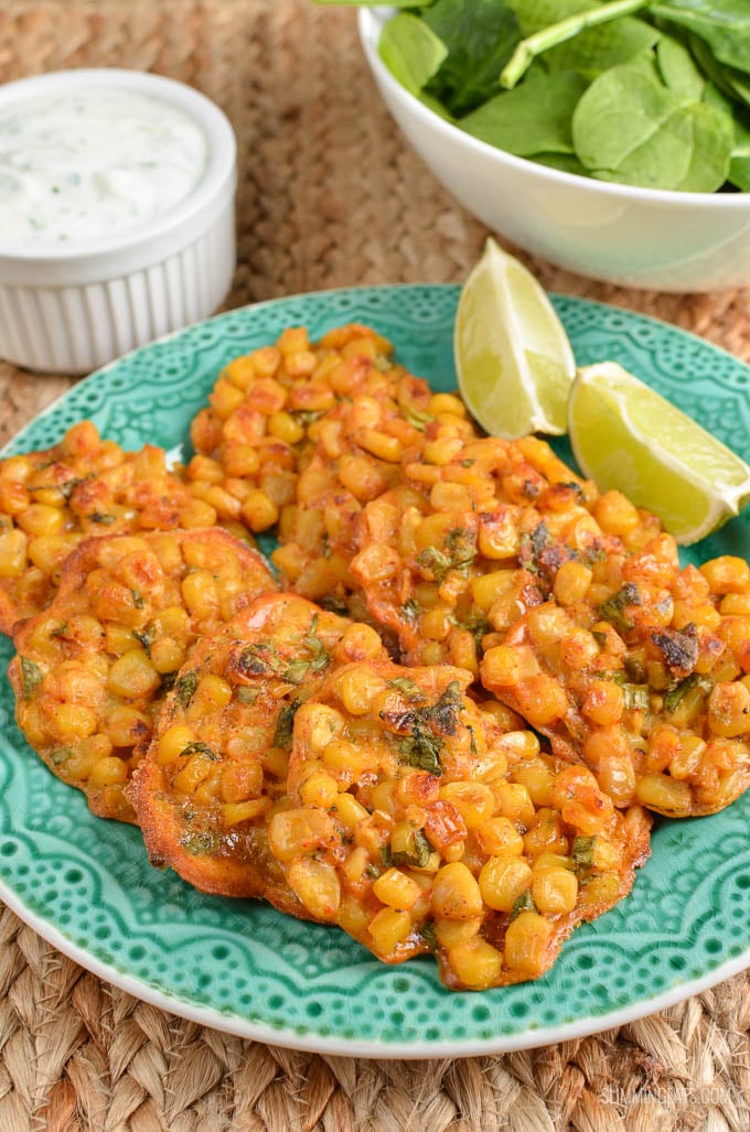 Slimming Eats Lime and Chilli Sweetcorn Fritters - gluten free, dairy free, vegetarian, Slimming Eats and Weight Watchers friendly