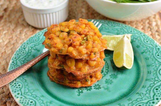 Slimming Eats Low Syn Lime and Chilli Sweetcorn Fritters - gluten free, dairy free, vegetarian, Slimming World and Weight Watchers friendly