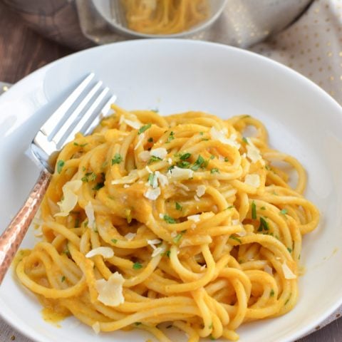 Spaghetti with a Roasted Butternut Squash Sauce