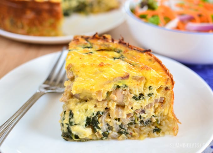 Slimming Eats Chicken and Spinach Quiche - gluten free, Slimming Eats and Weight Watchers friendly