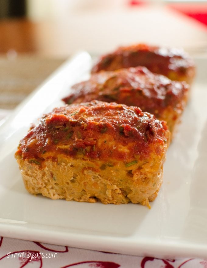 Delicious Single Serving Mini Chicken Meatloaves with Tomato and Rosemary Sauce, no need to worry about sharing with these.  Gluten Free, Dairy Free, Paleo and Weight Watchers friendly