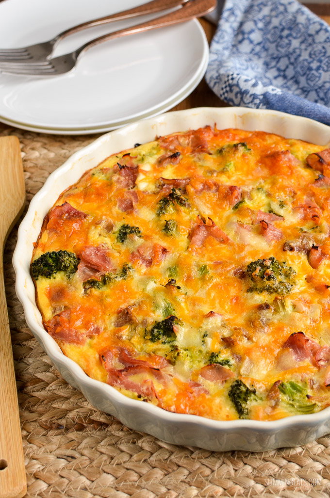 Slimming Eats Syn Free Crustless Ham and Broccoli Quiche - gluten free, Slimming World and Weight Watchers friendly