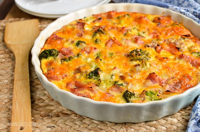 Slimming Eats Syn Free Crustless Ham and Broccoli Quiche - gluten free, Slimming World and Weight Watchers friendly