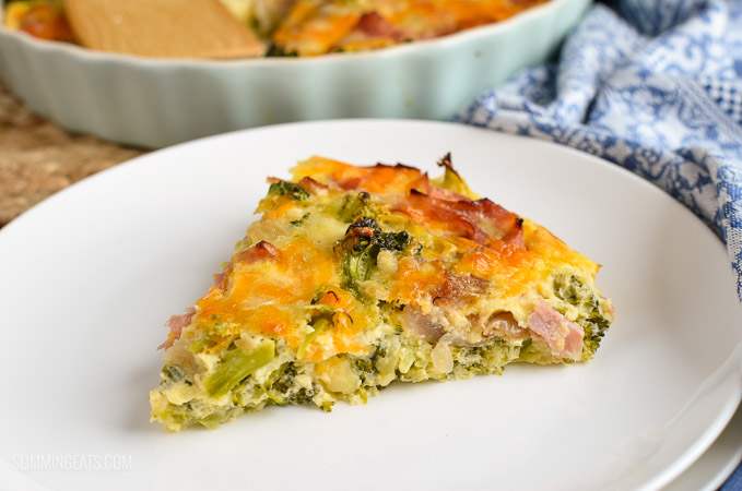 Slimming Eats Crustless Ham and Broccoli Quiche - gluten free, Slimming Eats and Weight Watchers friendly