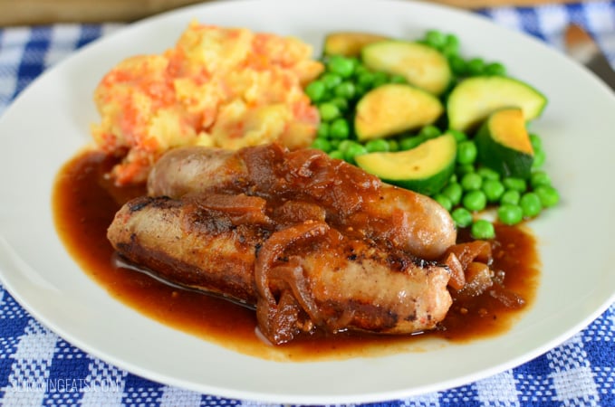 Slimming Eats Sausages and Mash with Gravy - gluten free, dairy free, vegetarian, paleo, Whole30, Slimming Eats and Weight Watchers friendly