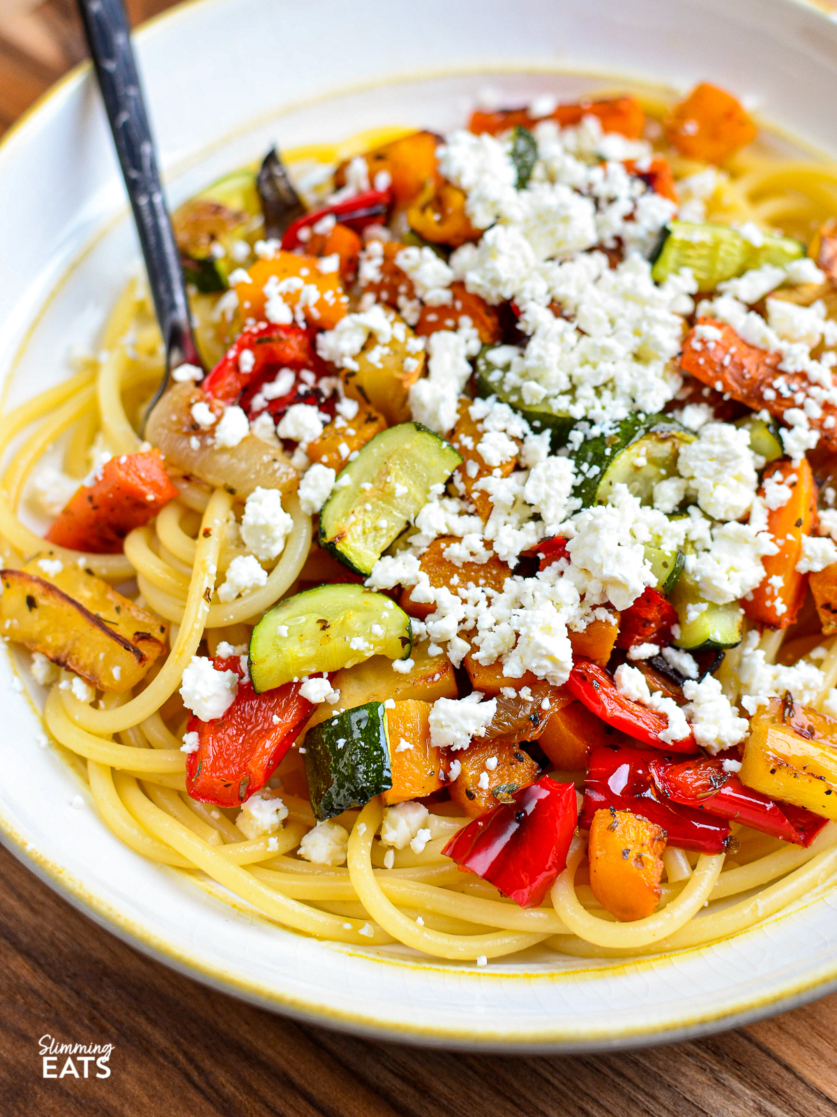 Roasted Vegetables with Feta and Pasta