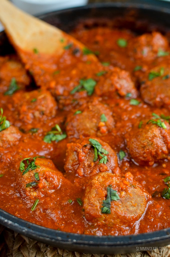 Slimming Eats Lamb Meatballs with a Spicy Tomato Sauce - gluten free, dairy free, paleo, whole30, Slimming Eats and Weight Watchers friendly