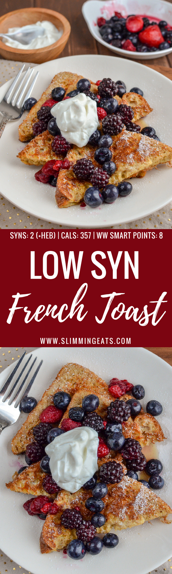 Perfect Low Syn French Toast with Mixed Berries and Maple Syrup - simple ingredients for a delicious quick and easy breakfast - dairy free, vegetarian, Slimming World and Weight Watchers friendly | www.slimmingeats.com