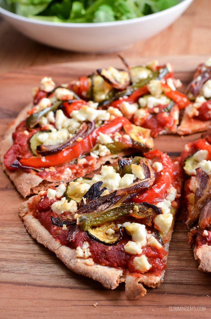 Slimming Eats Roasted Vegetable Feta Pizza - gluten free, vegetarian, Slimming Eats and Weight Watchers friendly