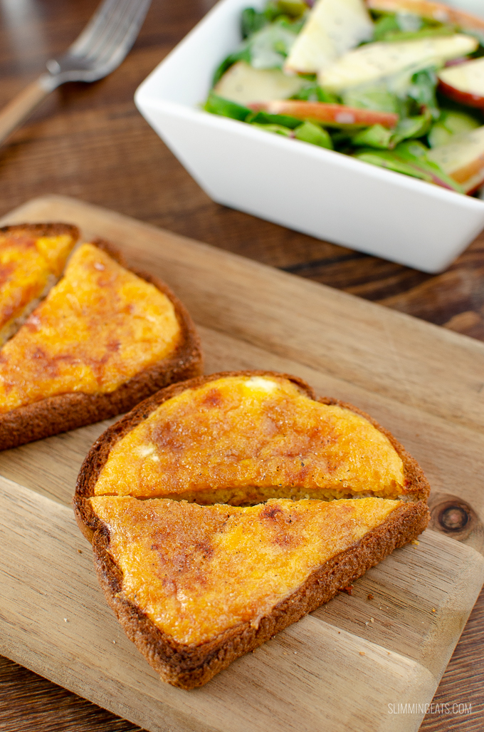 Delicious Simple Syn Free Crispy Cheesy Toast with a mixed salad - a perfect simple lunch. Vegetarian, Slimming World and Weight Watchers friendly