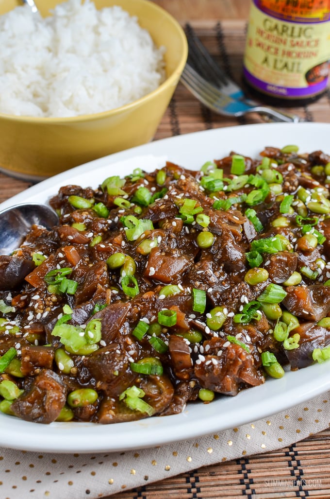 Slimming Eats Hoisin Eggplant and Edamame - gluten free, dairy free, vegetarian, Slimming and Weight Watchers friendly