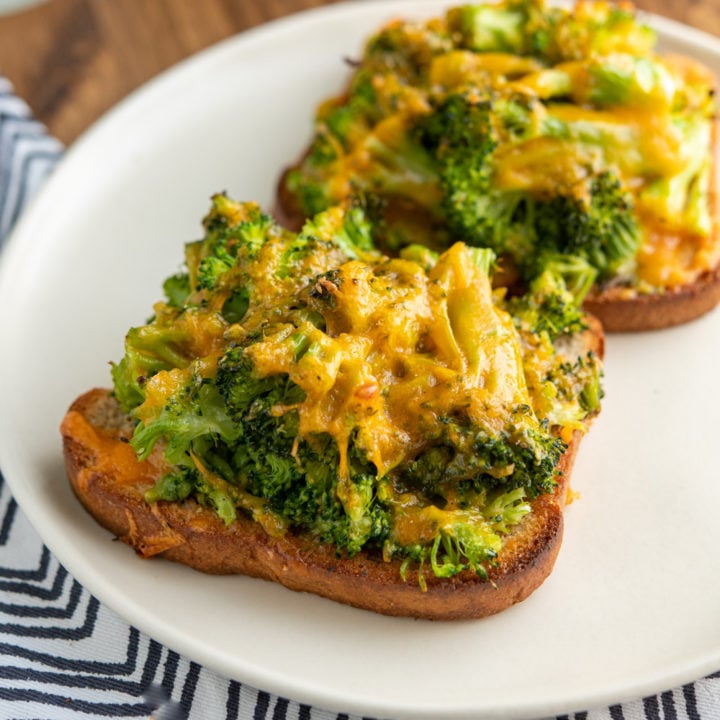 Cheesy Broccoli Avocado Toasts