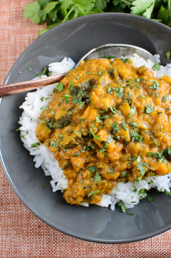 Aubergine, Courgette, Sweet Potato and Lentil Curry Slimming Eats