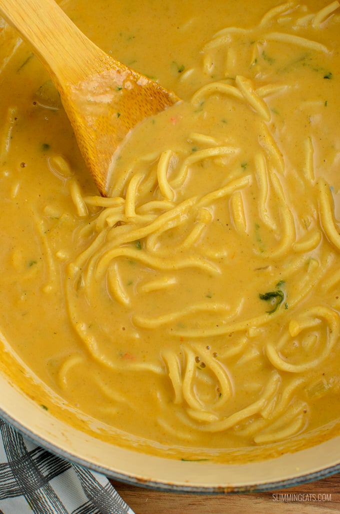 Delicious Spicy Opo Squash Soup with Noodles - perfectly creamy with the delicate flavours of coconut milk. Dairy Free, Vegan, Slimming Eats and Weight Watchers friendly | www.slimmingeats.com