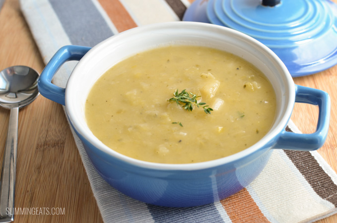 Slimming Eats Chunky Leek and Potato Soup - gluten free, dairy free, vegetarian, paleo, Whole30, Instant Pot, Slimming Eats and Weight Watchers friendly