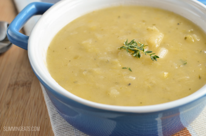 Slimming Eats Chunky Leek and Potato Soup - gluten free, dairy free, vegetarian, paleo, Whole30, Instant Pot, Slimming World and Weight Watchers friendly