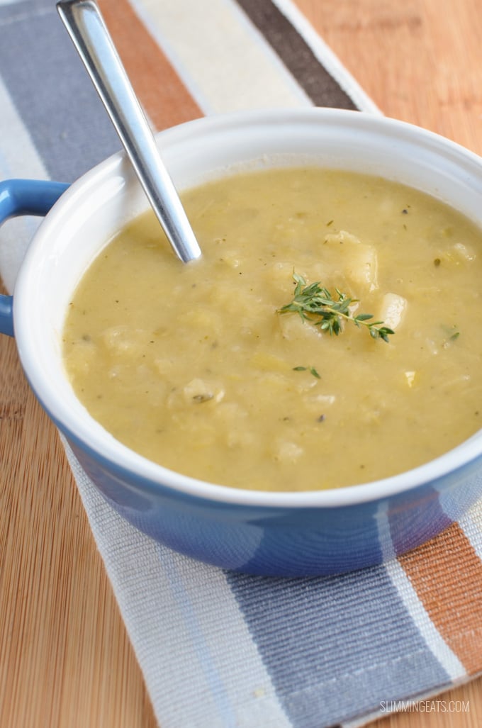Slimming Eats Chunky Leek and Potato Soup - gluten free, dairy free, vegetarian, paleo, Whole30, Instant Pot, Slimming Eats and Weight Watchers friendly