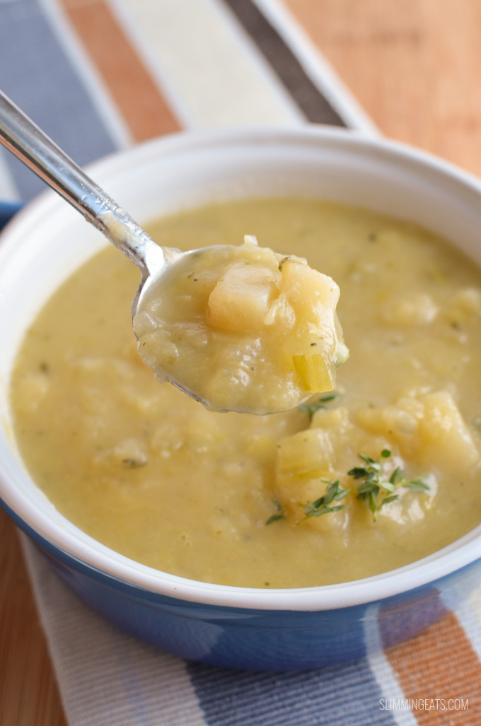 Slimming Eats Chunky Leek and Potato Soup - gluten free, dairy free, vegetarian, paleo, Whole30, Instant Pot, Slimming World and Weight Watchers friendly