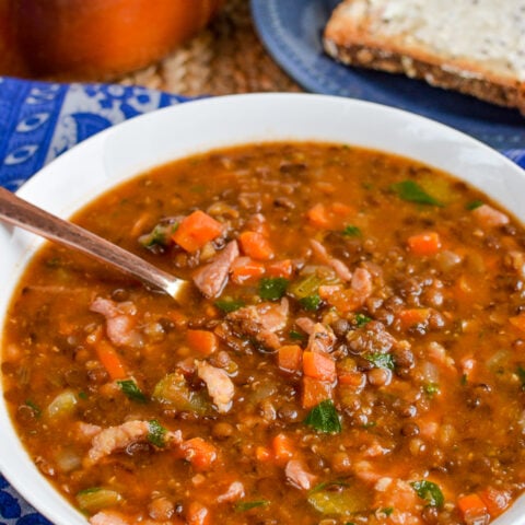 Bacon and Lentil Soup | Slimming Eats