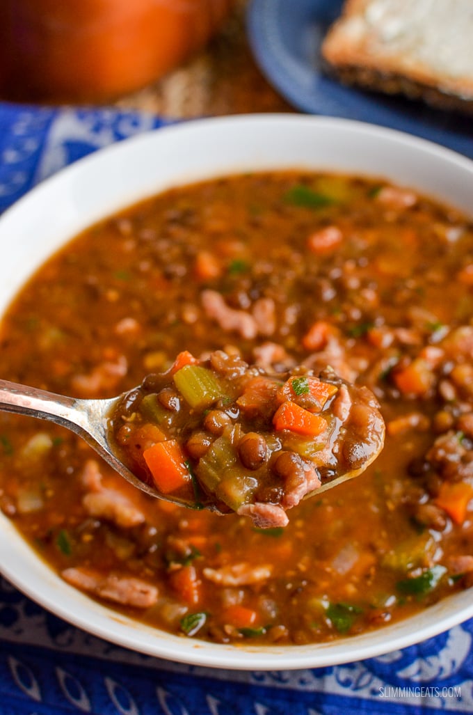 Slimming Eats Bacon and Lentil Soup - gluten free, dairy free, Slimming Eats and Weight Watchers friendly