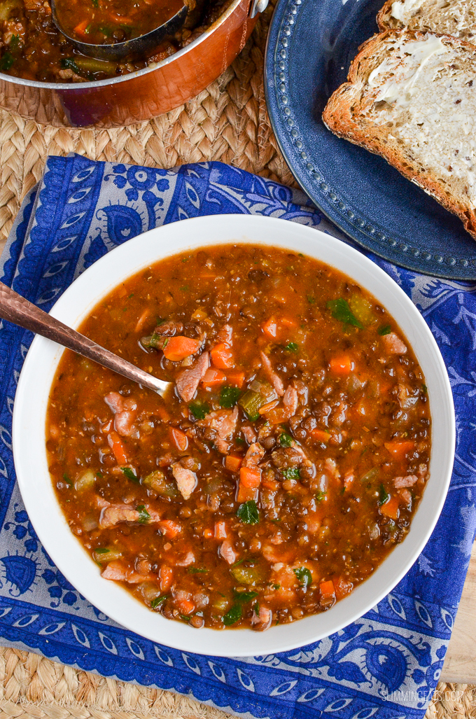 Slimming Eats Bacon and Lentil Soup - gluten free, dairy free, Slimming Eats and Weight Watchers friendly