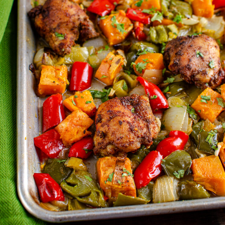 Moroccan Chicken with Roasted Sweet Potato Tray Bake