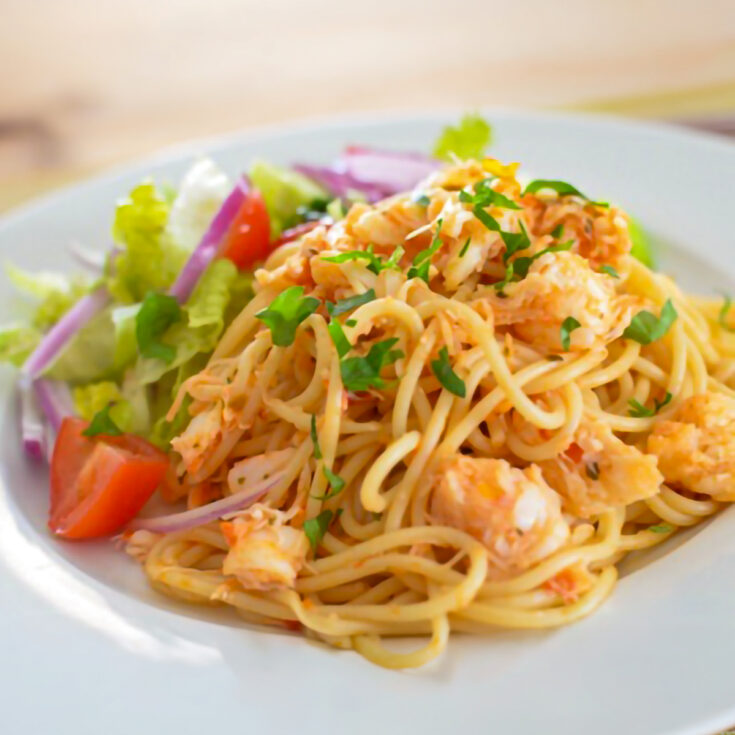 Crab Red Pesto Spaghetti