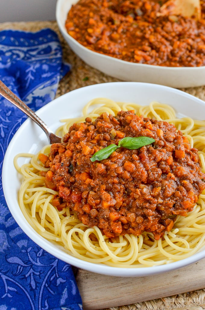 Slimming Eats Lentil Bolognese - gluten free, dairy free, vegan, Slimming and Weight Watchers friendly