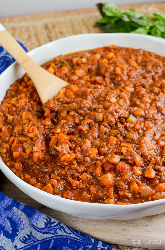 Slimming Eats Lentil Bolognese - gluten free, dairy free, vegan, Slimming and Weight Watchers friendly