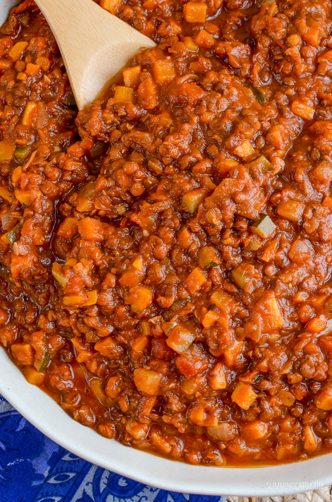 Slimming Eats Lentil Bolognese - gluten free, dairy free, vegan, Slimming and Weight Watchers friendly