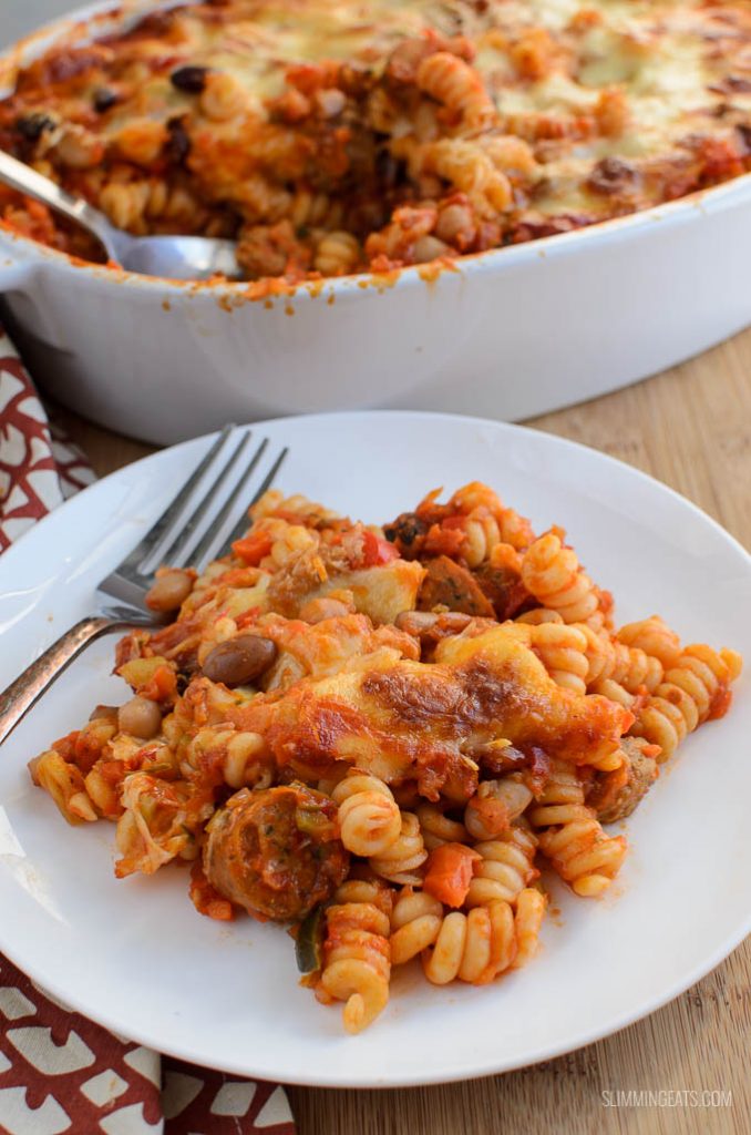 Sausage and Bean Pasta Bake Slimming Eats
