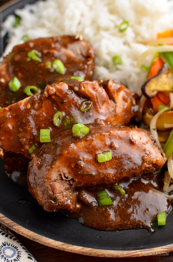 Tender Slow Cooked Teriyaki Pork Tenderloin a easy throw in the slow cooker meal that is perfect for the whole family. | gluten free, dairy free, slow cooker, Slimming Eats and Weight Watchers friendly