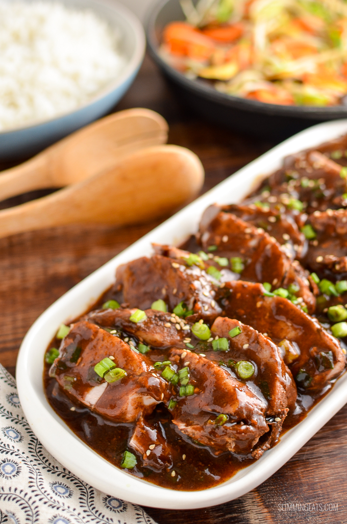 Tender Slow Cooked Teriyaki Pork Tenderloin a easy throw in the slow cooker low syn meal that is perfect for the whole family. | gluten free, dairy free, slow cooker, Slimming World and Weight Watchers friendly