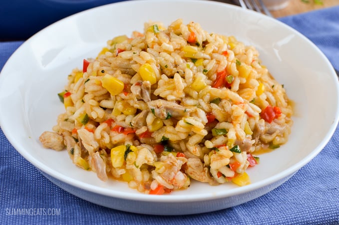 Slimming Eats Chicken, Red Pepper and Sweetcorn Risotto - gluten free, dairy free, Slimming Eats and Weight Watchers friendly