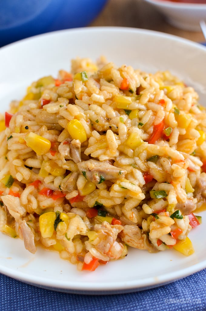 Slimming Eats Chicken, Red Pepper and Sweetcorn Risotto - gluten free, dairy free, Slimming Eats and Weight Watchers friendly