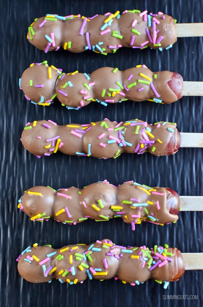 Slimming Eats Chocolate Dipped Grape Popsicles - gluten free, vegetarian, Slimming World and Weight Watchers friendly