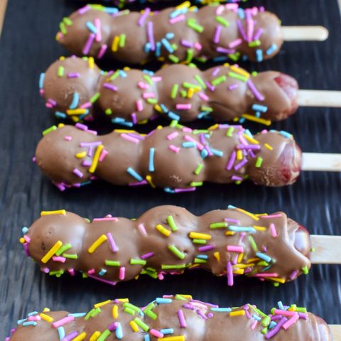 Chocolate Dipped Grape Popsicles